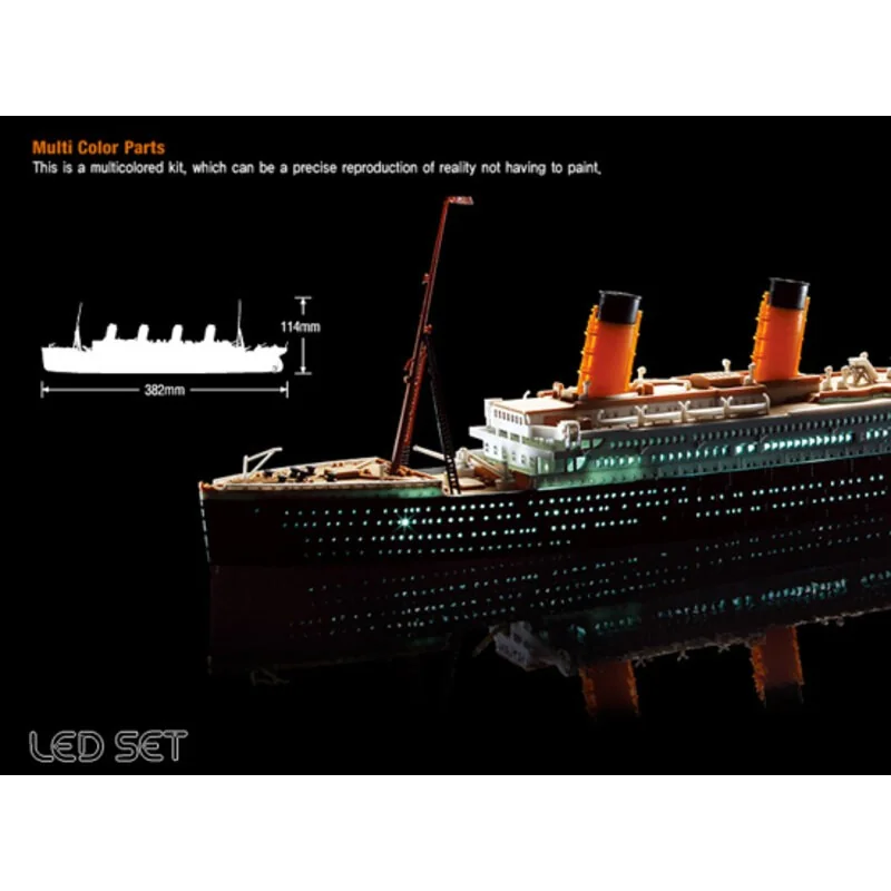 Academy RMS Titanic + LED SetUpper Pont Et Cabine éclairage EffectMCP (Multicolore Parts) LED Unit.Display Stand Avec Holder.Requires Ba – Image 2