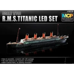 Academy RMS Titanic + LED SetUpper Pont Et Cabine éclairage EffectMCP (Multicolore Parts) LED Unit.Display Stand Avec Holder.Requires Ba