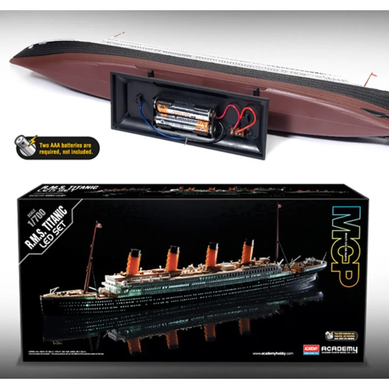 Academy RMS Titanic + LED SetUpper Pont Et Cabine éclairage EffectMCP (Multicolore Parts) LED Unit.Display Stand Avec Holder.Requires Ba – Image 6