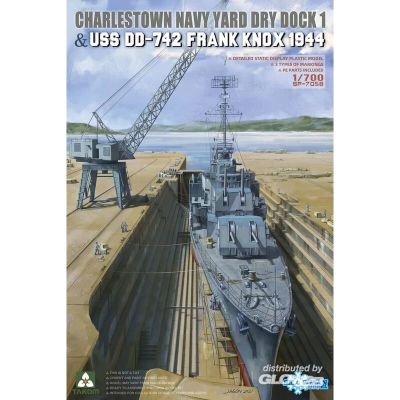 Takom Maquette Bateau Charlestown Navy Yard Dry Dock 1 & Uss Dd-742 Frank Knox 1944